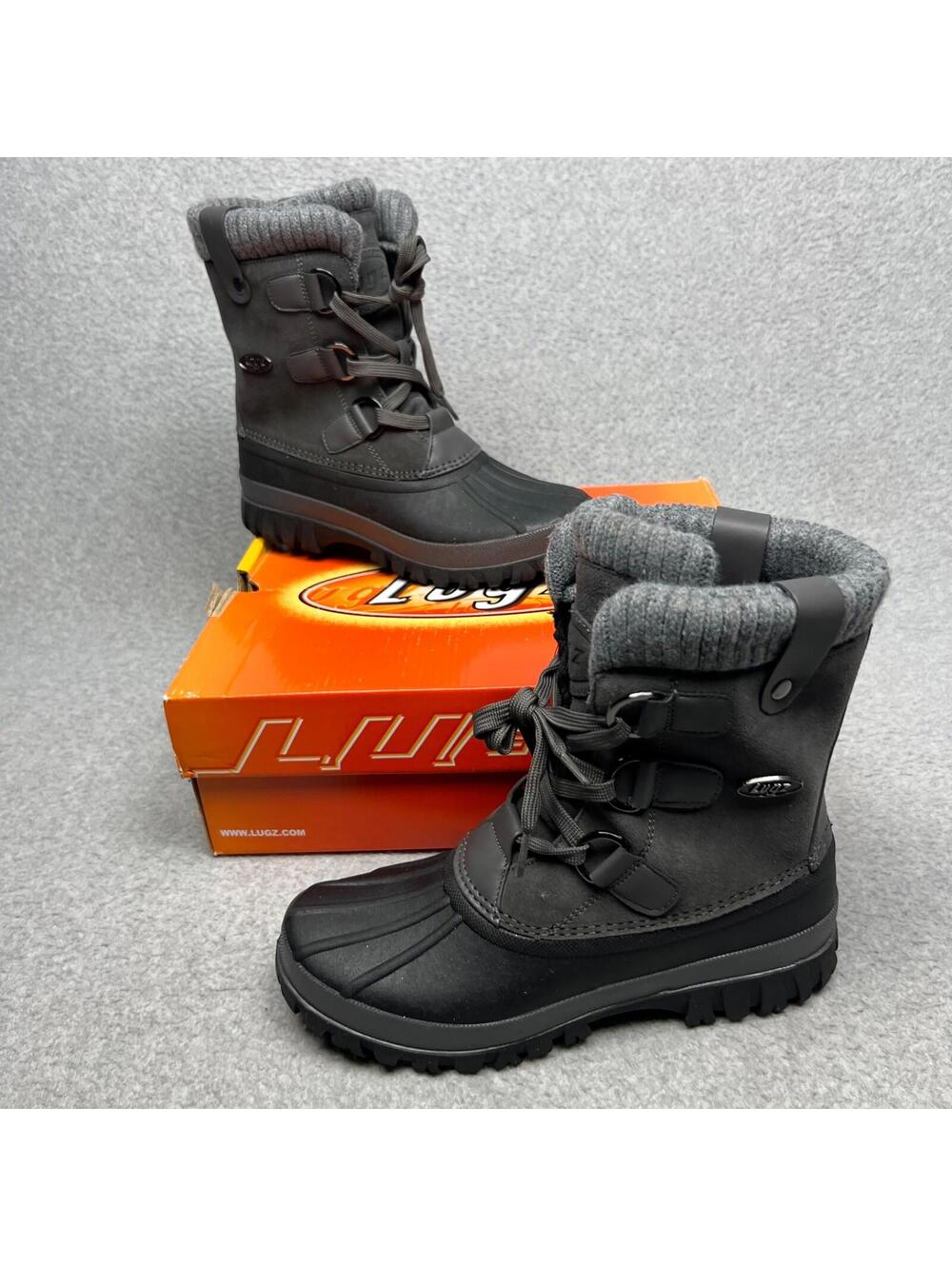 Lugz Womens Stormy Leather 6-inch Duck Toe Waterproof Snow Boot Size 7 Gray